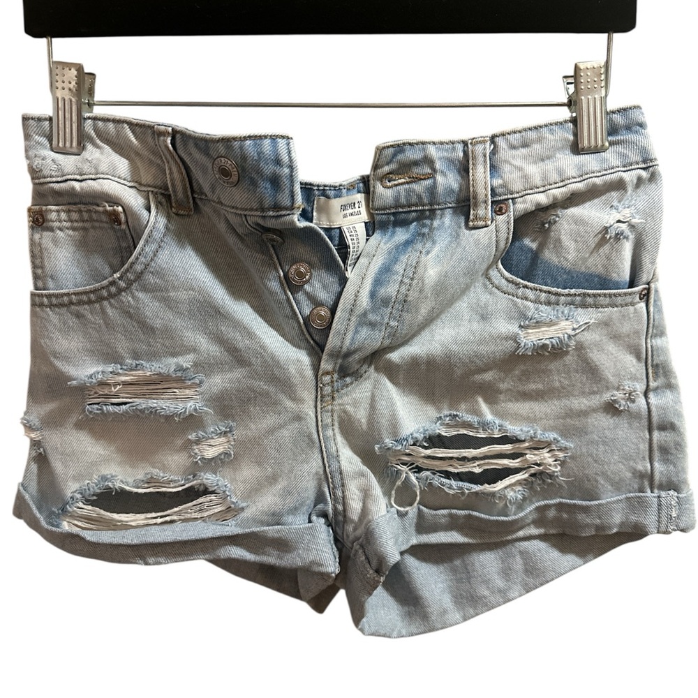 Forever 21 Light Blue Distressed Jean Shorts Size 25